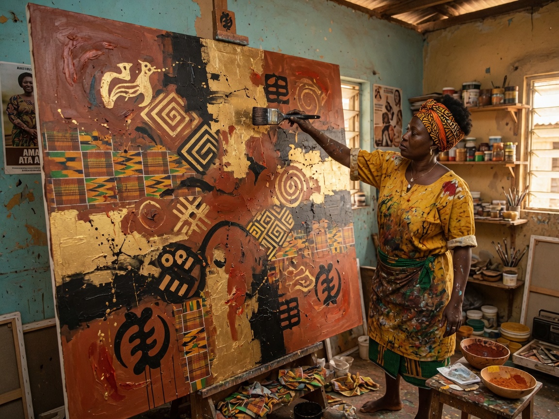 Artist in Accra studio
